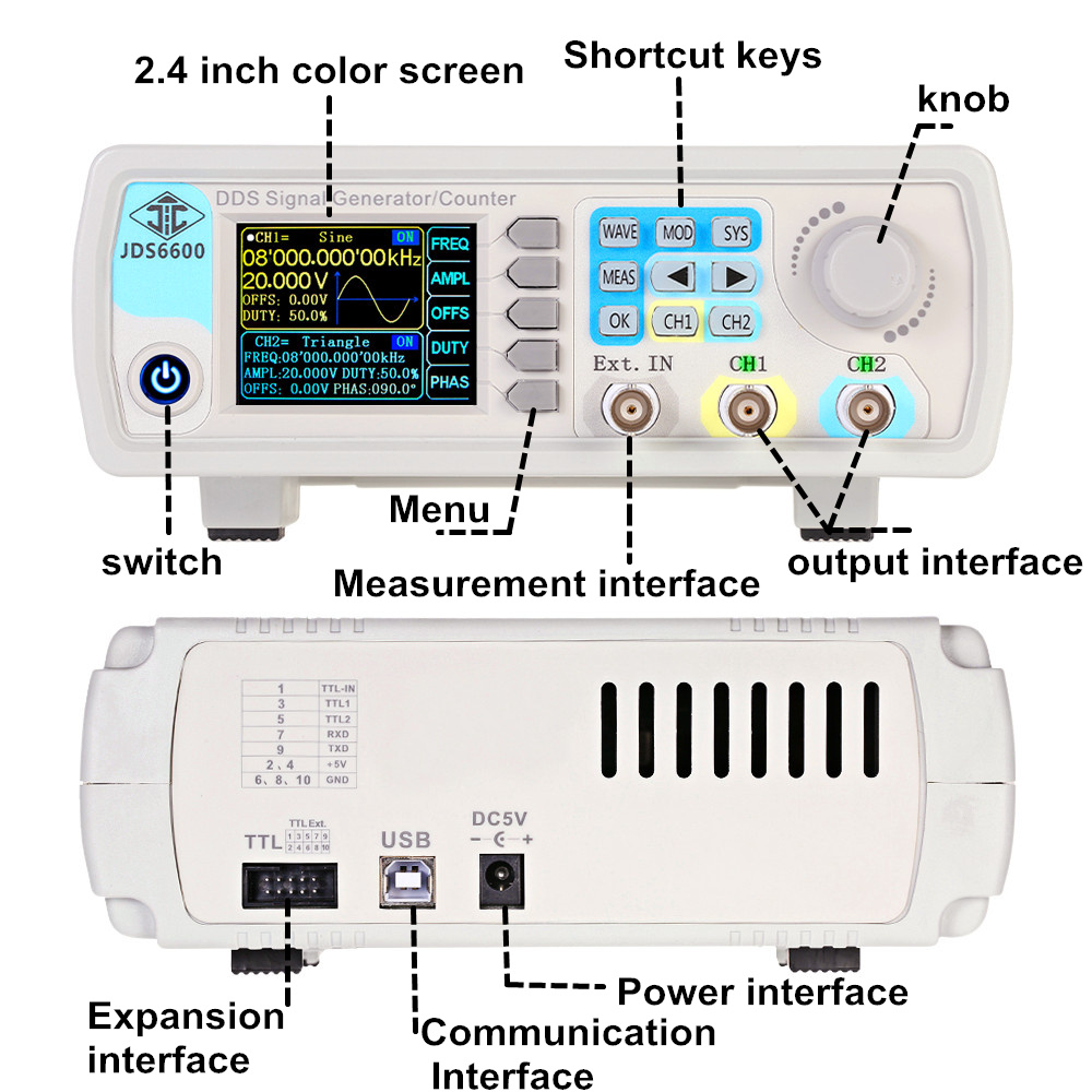 YAO JDS6600 15/30/40/50/60MHz  - Dual Channel Arbitrary Waveform Function Generator 60Mhz 评论和价格